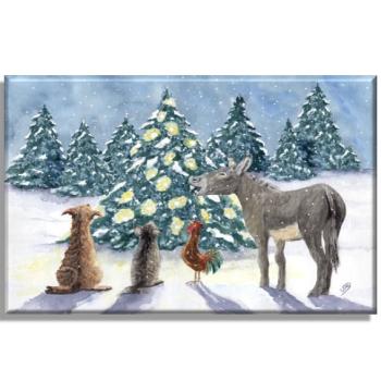 Leinwand 40 x 30 cm Keilrahmen Canvas-Leinen Bremer Stadtmusikanten Weihnachten - Bremen12